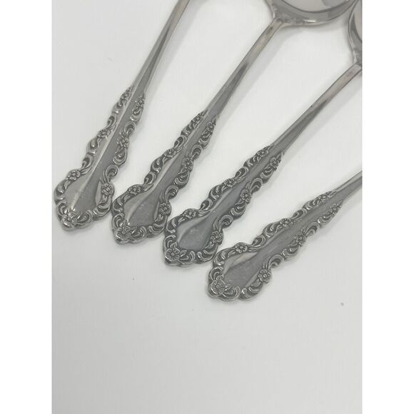 Oneida Shelley Cube USA Stainless Place Dinner Soup Spoons 6 5/8” Set Of 4 - Picture 4 of 6